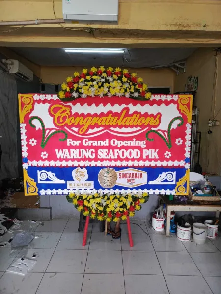 Papan Bunga Ucapan Selamat Outdoor Wedding Bekasi